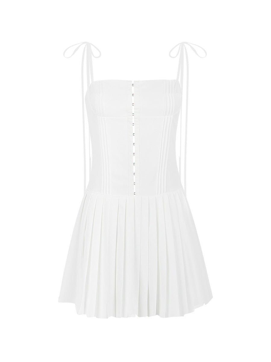 V Neck Suspender Dress With Short Skirt