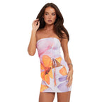 Vibrant Floral Top and Short Skirt Set