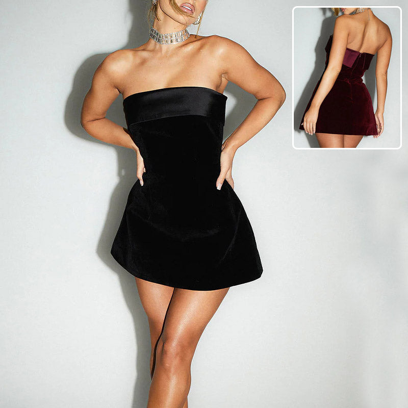 Women's Tube Top A-Line Short Dress Slim Fit Party Evening Wear