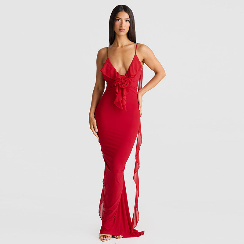 Chic Suspender Dress In Solid Colors Polyester Low Waist