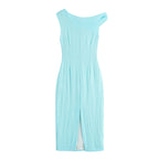 Light Blue Inlaid Asymmetric Dress
