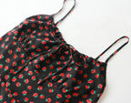 Floral Print Short Sling Dress With A-Line Skirt Zipper Detail