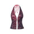 Leopard Print Sleeveless Halter Vest For Women In Chic Silhouette