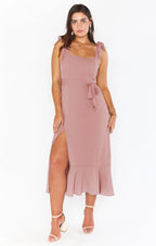 Women's Lace-up Split - Ruffled Sundress