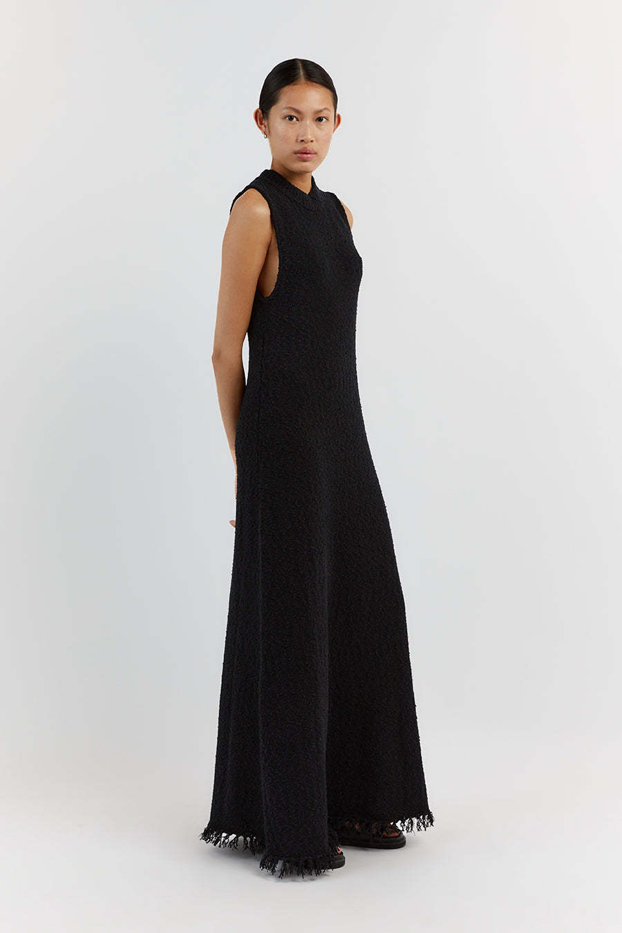 Tassel Sleeveless Maxi Dress In Cotton