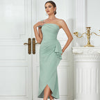 Emerald One Shoulder Dress With Elegant Silhouette
