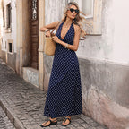 A-Line Elegant Vintage Slim V-neck Long Dress