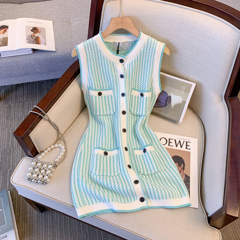 Light Blue Knitted Summer Dress