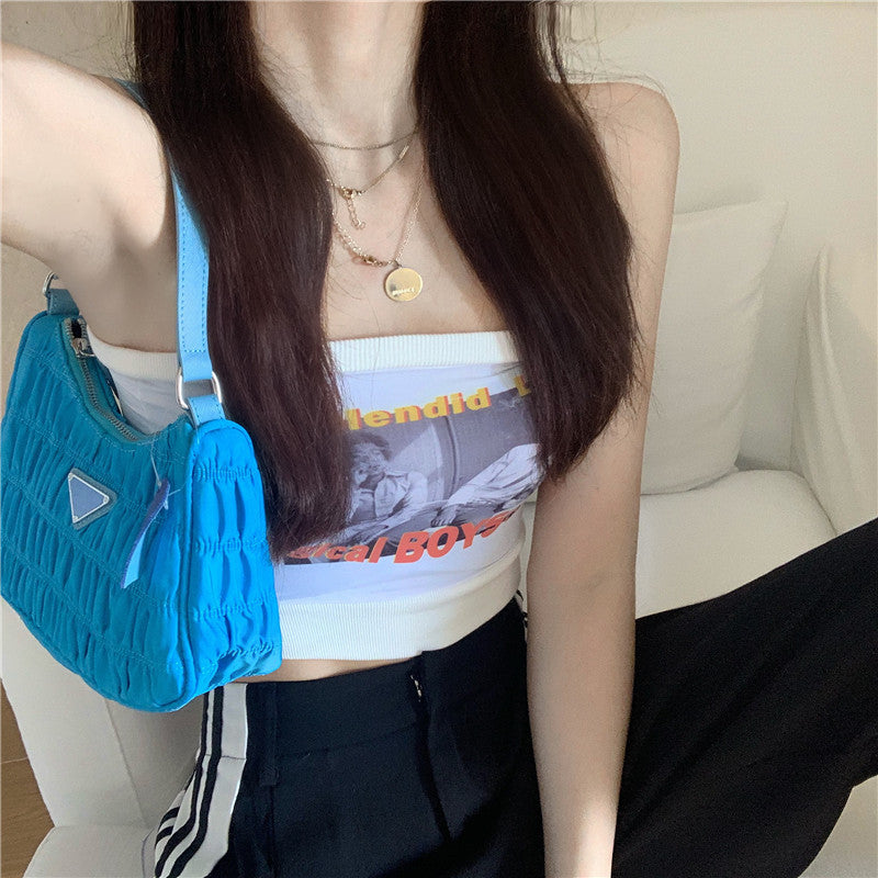 Cotton Tube Top Shirt For Women Simple Print