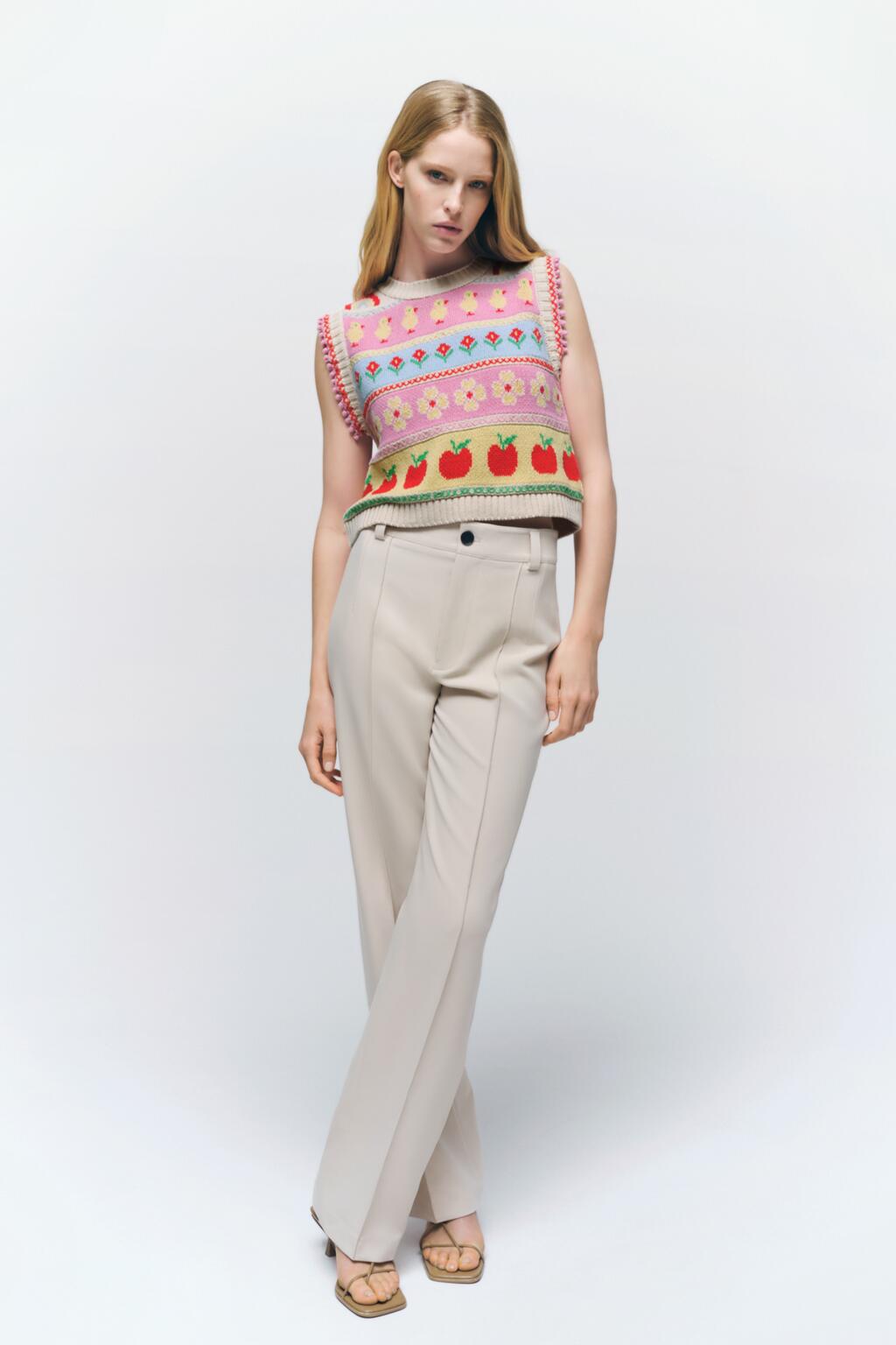 Jacquard Tank Top With Round Neck
