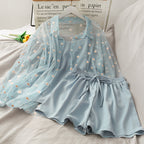 Three Piece Linen Set For Women Casual Tops Shorts