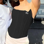 Cotton Strapless Wrap Top With Slim Fit Silhouette