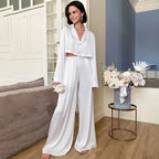 Lux Satin Two Piece Set With Long Sleeves