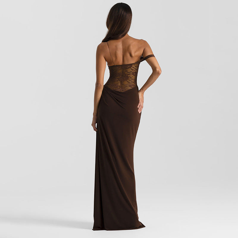 Sheer Lace Elegant Maxi Dress Sleeveless Backless