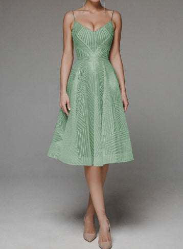 Embroidered Sling Dress Sleeveless