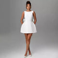 Women's Pearl Bow Backless A-Line Dress