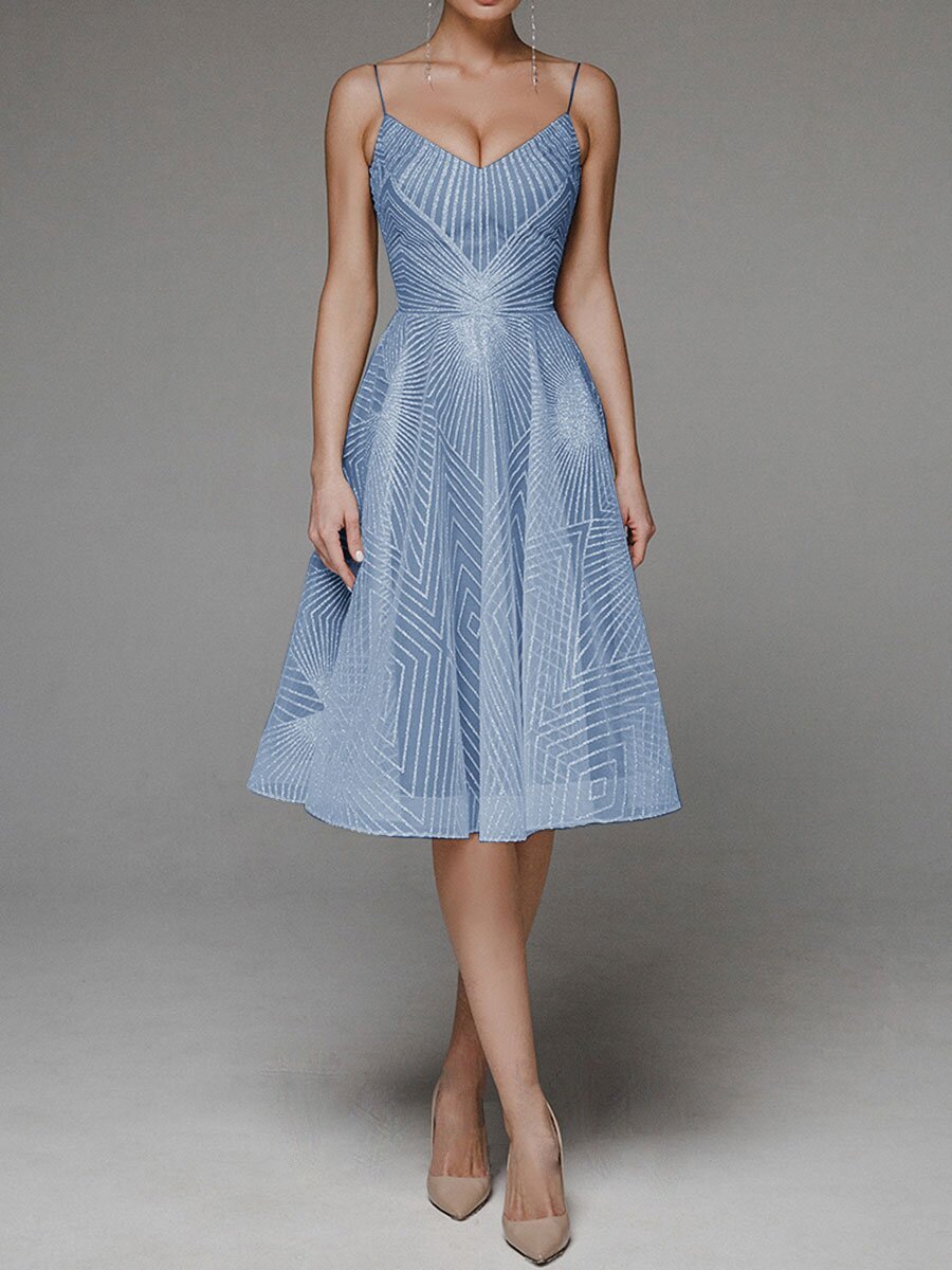 Embroidered Sling Dress Sleeveless
