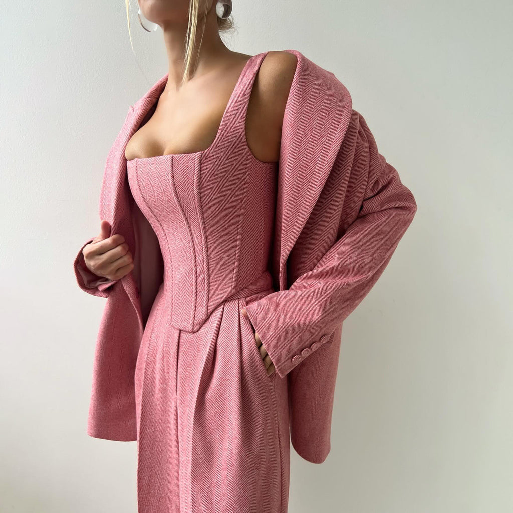Crisp Fishbone Suit For Women Street Hipster Woven Cotton