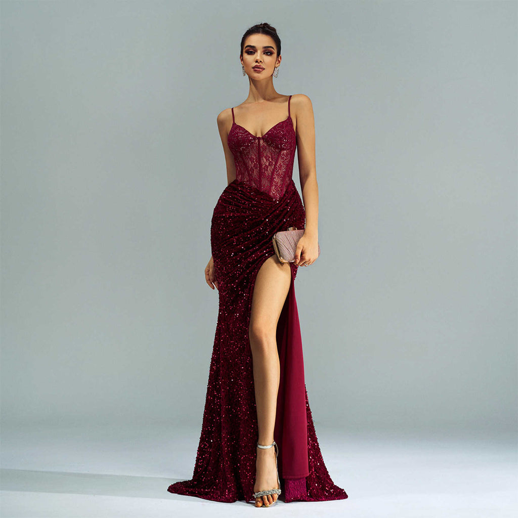 Sequin Party Long Prom Evening Dress