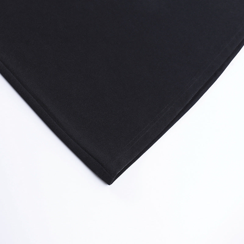 Midnight Black Cotton Tube Top Dress With Sleek Sleeveless Round Neck