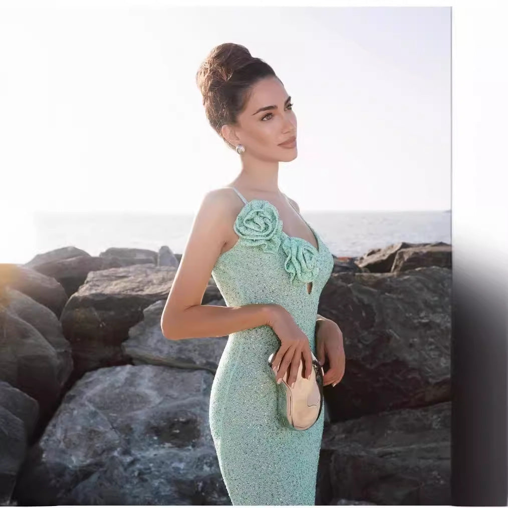 Mint Green Sequin Sling Dress