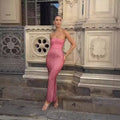 Elegant Banquet Evening Gown With Tube Top And Sleek Tight Skirt In Solid Colors