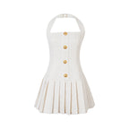 Camisole Dress With High-Waist A-Line Skirt In Fragrant Tea White Apricot Lightweight Polyester