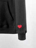Cozy Heart Embroidered Hoodie Loose Fit Hooded Pullover