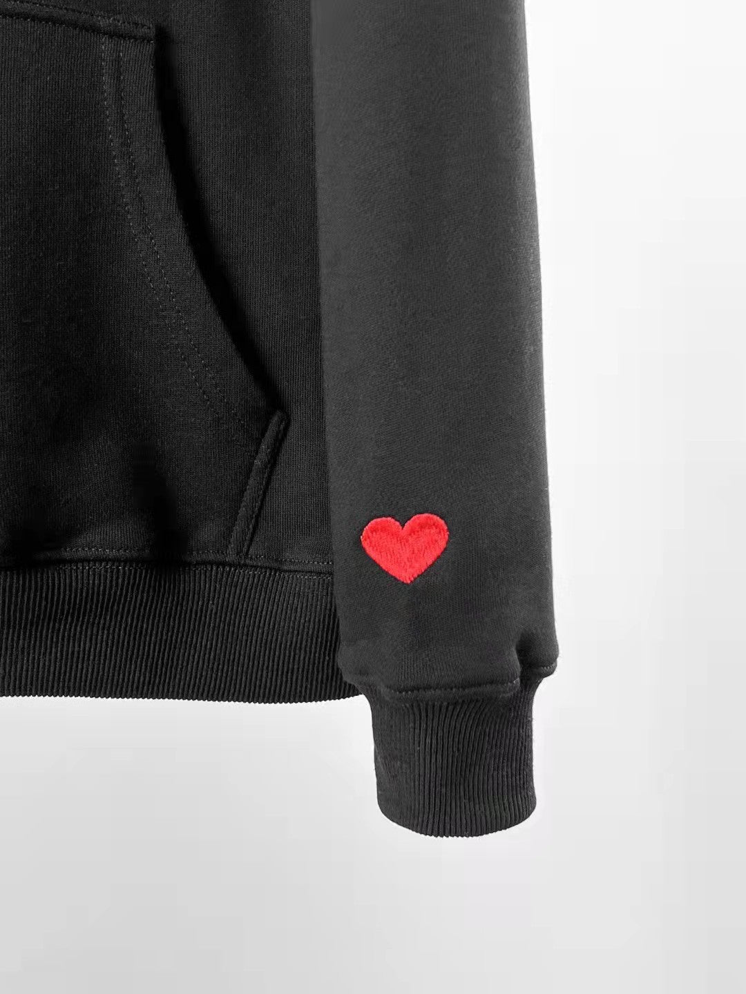 Cozy Heart Embroidered Hoodie Loose Fit Hooded Pullover