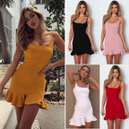 Women's Ruffles Trumpet Mini Dress Sleeveless Spaghetti Strap