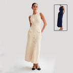 Women's Slim Fit Knitted Sleeveless Round Neck Maxi Dress
