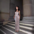 Elegant Banquet Evening Gown With Tube Top And Sleek Tight Skirt In Solid Colors