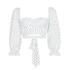 Square Neck Long Sleeve Street Style Top With Tie Print And Three Dimensional Pattern