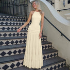 Backless Halter Pleated Dress