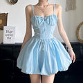 Blue High Waist Sleeveless Dress