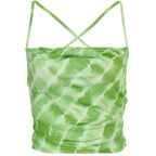 Vibrant Tie Dye Halter Sleeveless Top In Luxurious Milk Silk