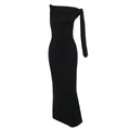 One-Shoulder Ribbon Long Dress Slim Fit Sleeveless Evening Party