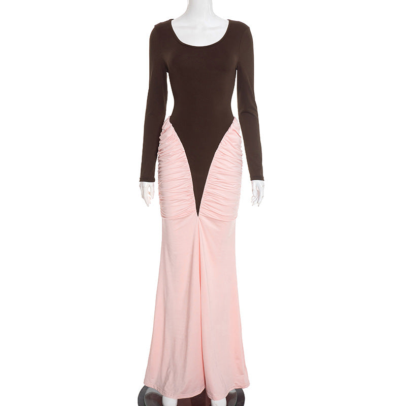 Pink/Brown Women's Mid-length Dress