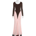 Pink/Brown Women's Mid-length Dress