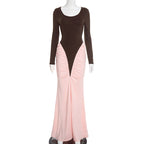 Pink/Brown Women's Mid-length Dress