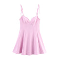 Flowy Bow Suspenders Dress In Fresh Pastels Lightweight Polyester