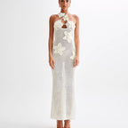 Slim Halterneck With Stars Sexy Seaside Beach Long Dress