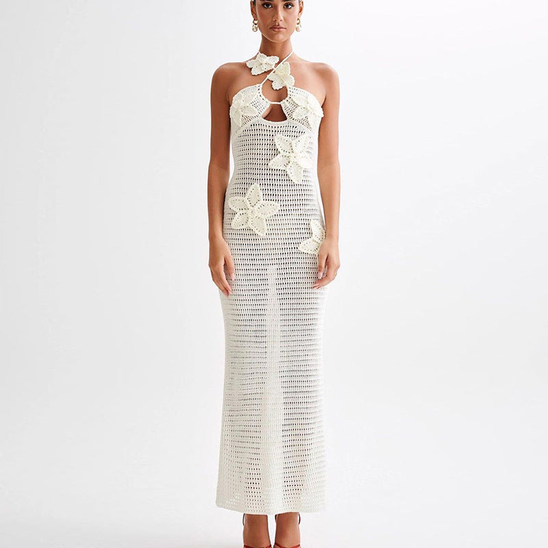 Slim Halterneck With Stars Sexy Seaside Beach Long Dress