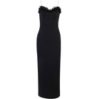 Midnight Black Cotton Tube Top Dress With Sleek Sleeveless Round Neck