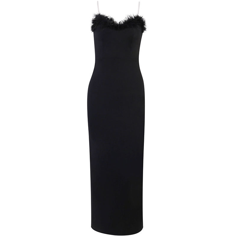 Midnight Black Cotton Tube Top Dress With Sleek Sleeveless Round Neck