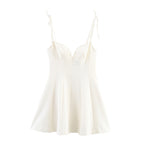 Flowy Bow Suspenders Dress In Fresh Pastels Lightweight Polyester