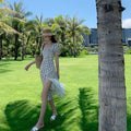 Sweet Floral Cotton Dress With Puff Sleeves And Square Collar