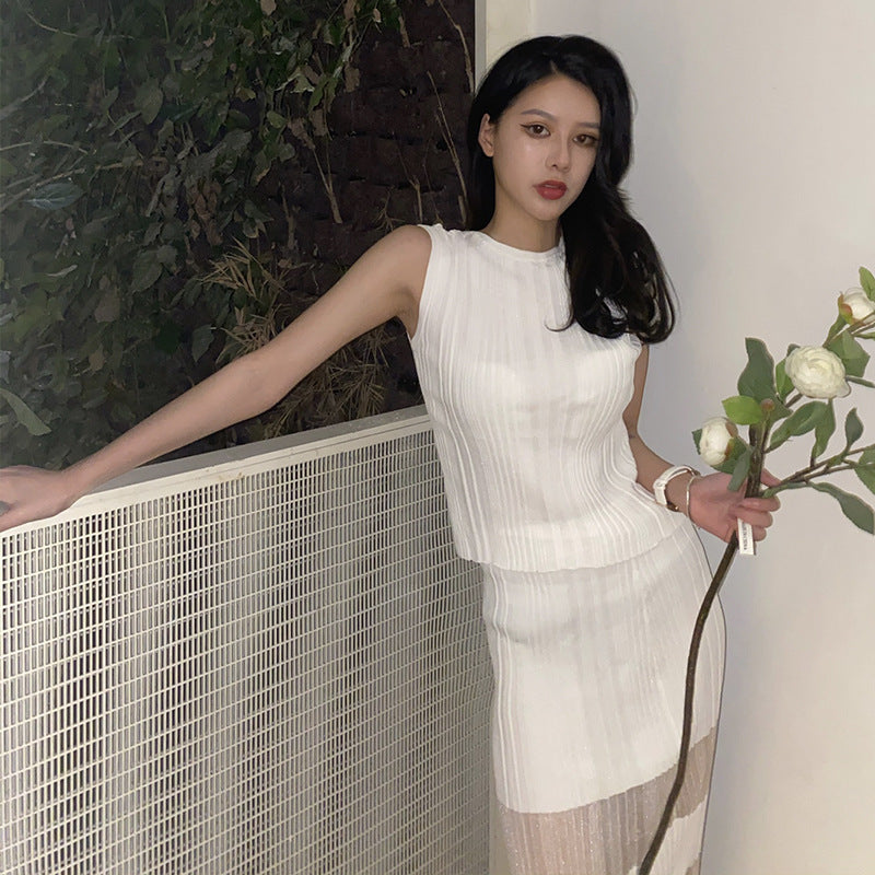 Knit Top And Skirt Set