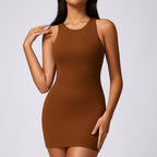 Sheath Dress In Solid Color With Elastic Waist Short Hem