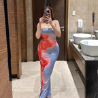 Slim Slit Tube Long Sexy Print Dress